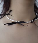 蝴蝶結珍珠短鍊